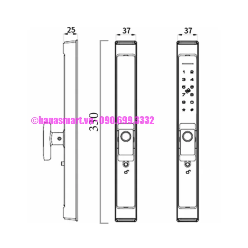 Khóa vân tay cửa nhôm AVOLOCK AN-384-G