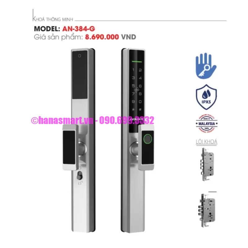 Khóa vân tay cửa nhôm AVOLOCK AN-384-G