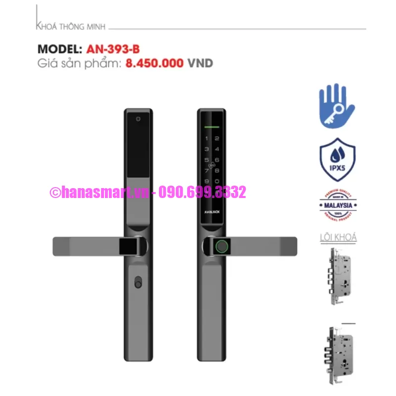 Khóa vân tay cửa nhôm AVOLOCK AN-393-B