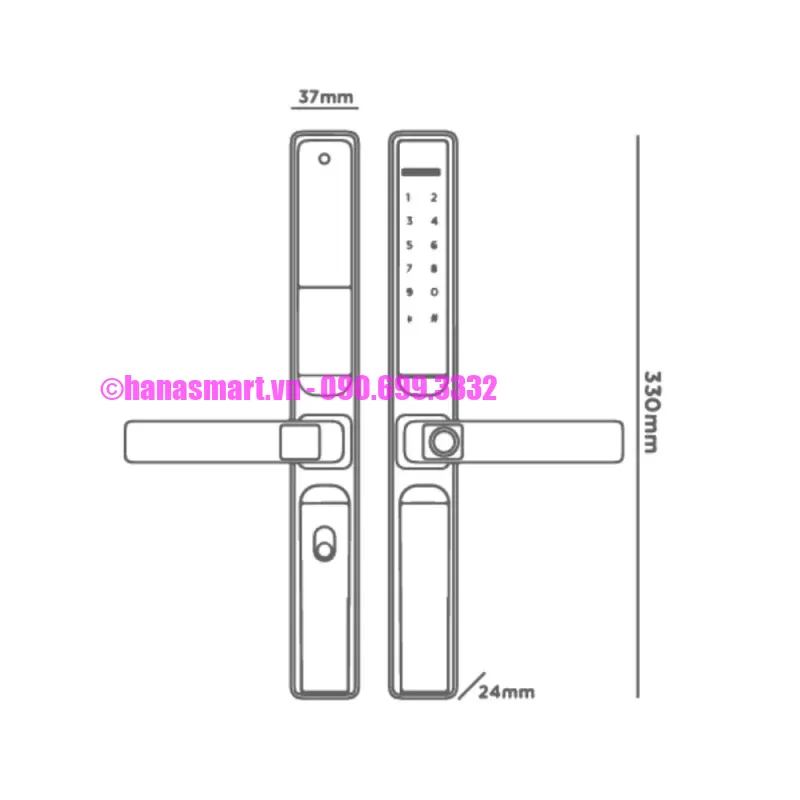 Khóa vân tay cửa nhôm AVOLOCK AN-393-B