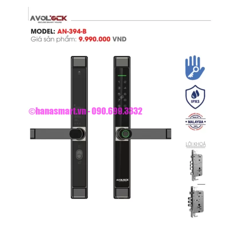 Khóa vân tay cửa nhôm AVOLOCK AN-394-B