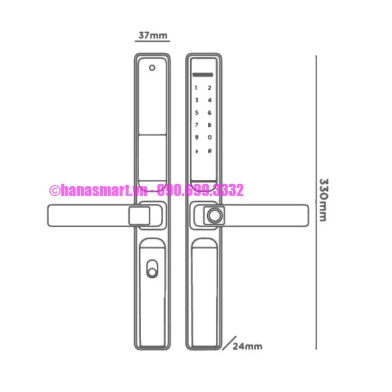 Khóa vân tay cửa nhôm AVOLOCK AN-394-B