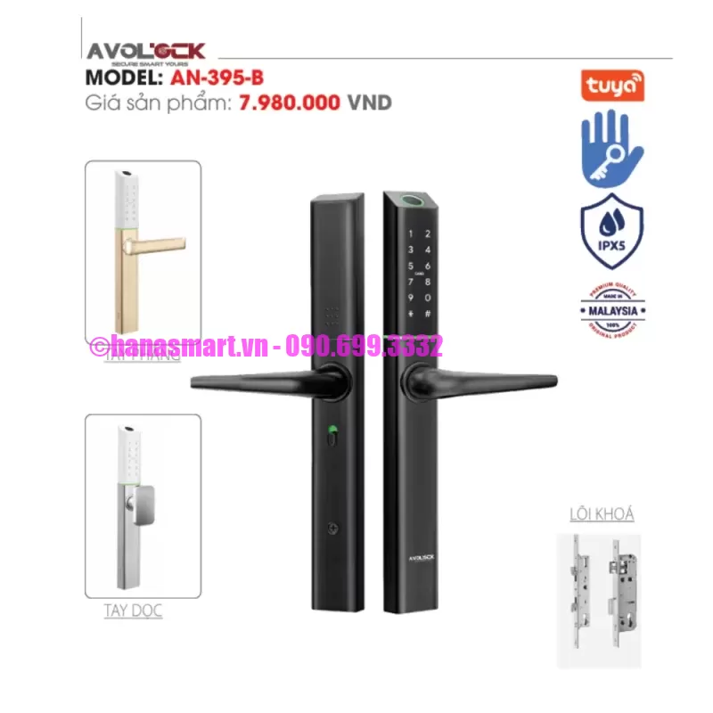 Khóa vân tay cửa nhôm AVOLOCK AN-395-B