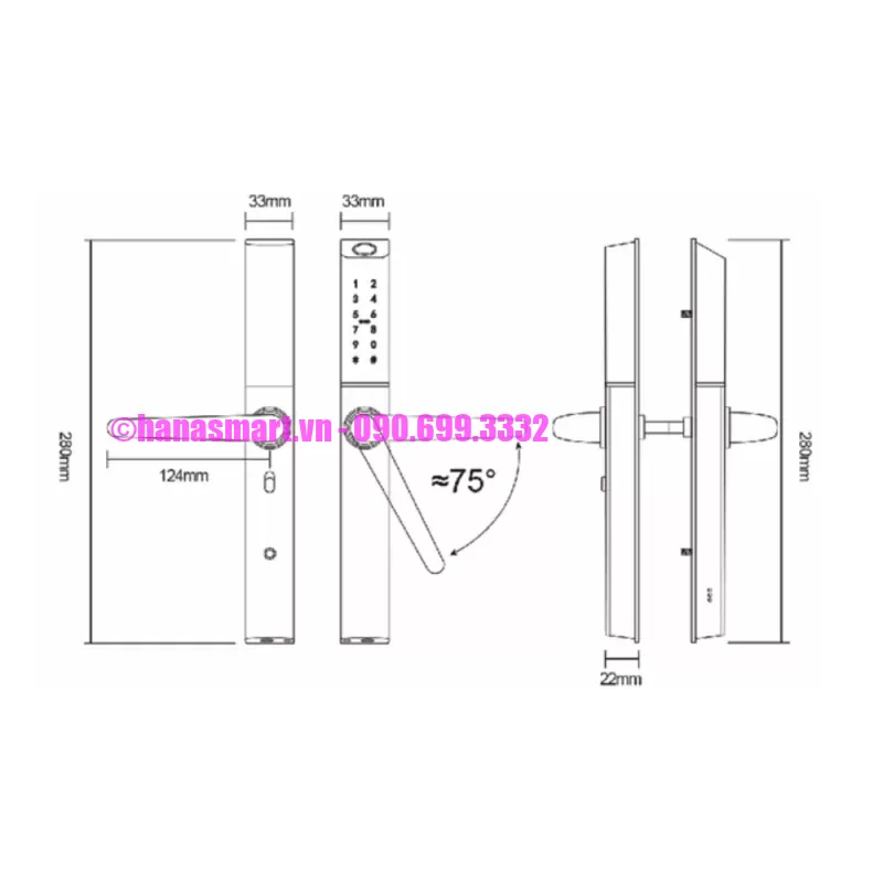 Khóa vân tay cửa nhôm AVOLOCK AN-395-B