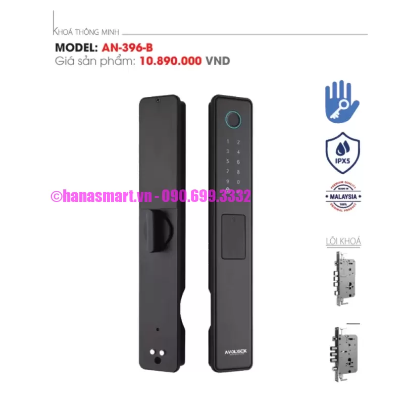 Khóa vân tay cửa nhôm AVOLOCK AN-396-B