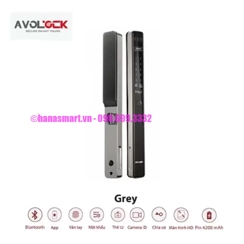 Khóa vân tay cửa nhôm AVOLOCK AN-399F GREY