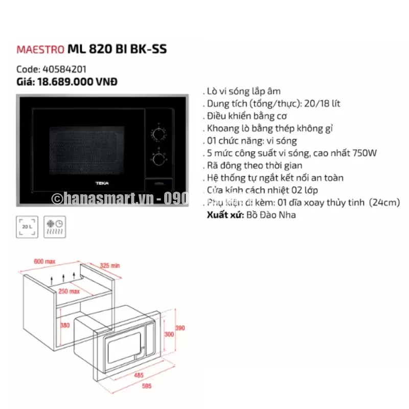 Lò vi sóng TEKA ML 820 BI BK-SS 40584201