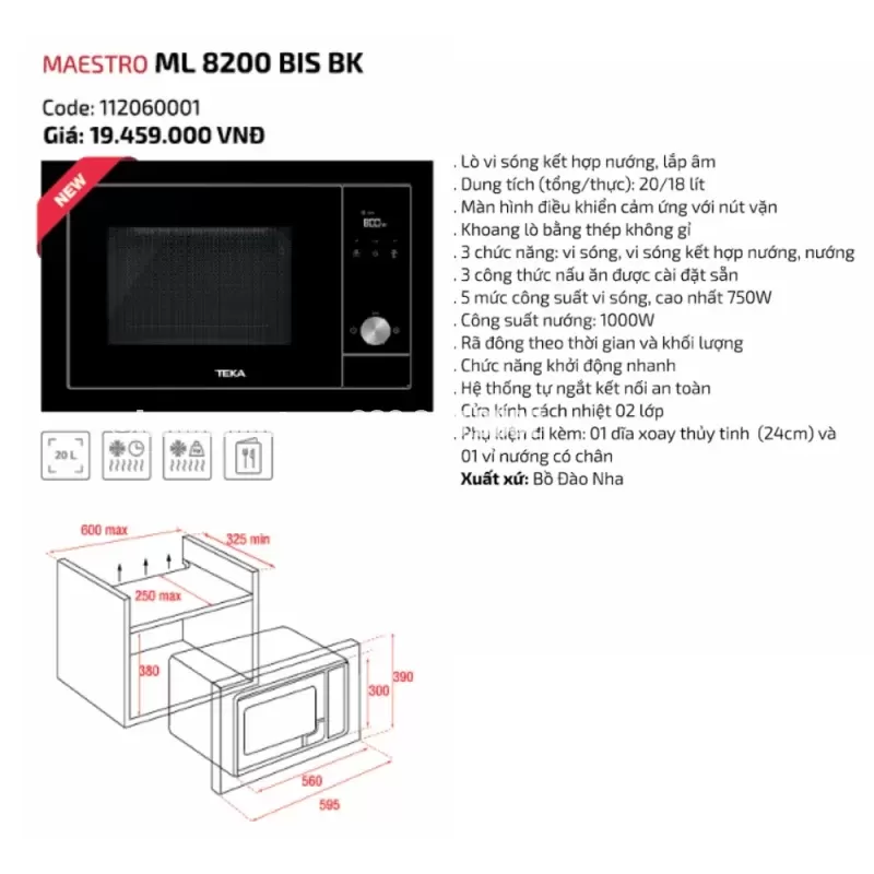 Lò vi sóng TEKA ML 8200 BIS BK 112060001