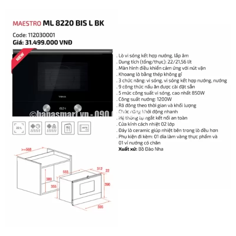 Lò vi sóng TEKA ML 8220 BIS L BK 112030001