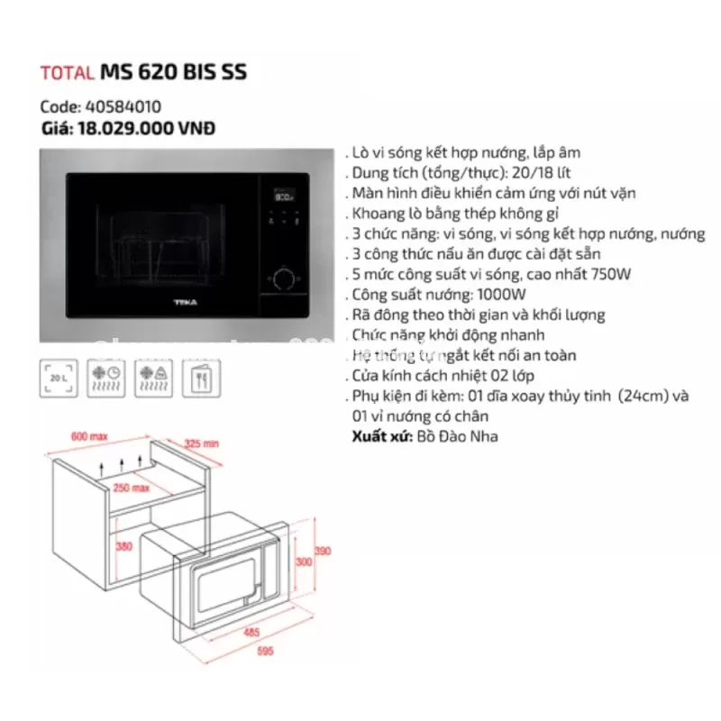 Lò vi sóng TEKA MS 620 BIS SS 40584010