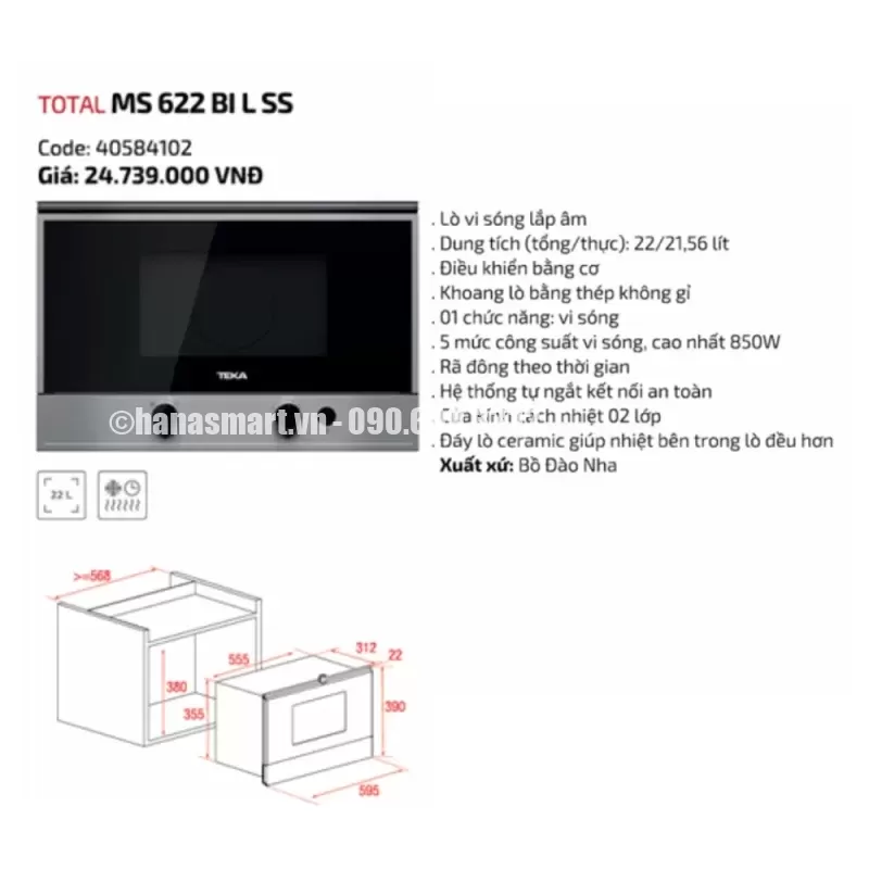 Lò vi sóng TEKA MS 622 BI L SS 40584102