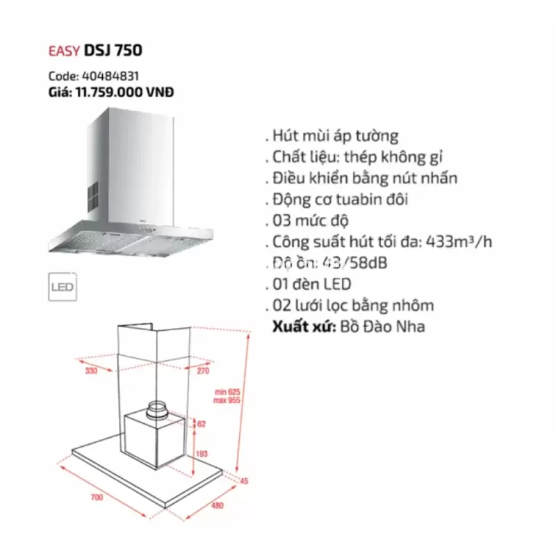 Máy hút mùi TEKA DSJ 750 40484831