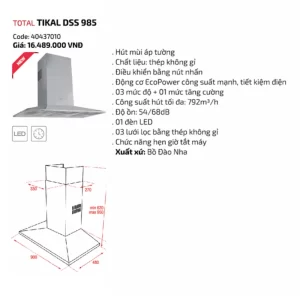 Máy hút mùi TEKA TIKAL DSS 985 40437010