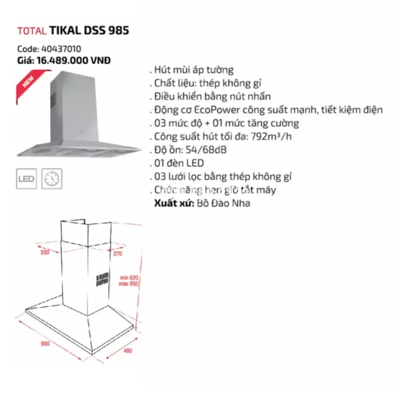 Máy hút mùi TEKA TIKAL DSS 985 40437010