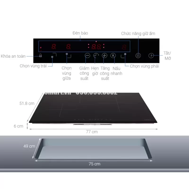 Bếp từ 3 vùng nấu Hafele HC-IS773EA 535.02.242 - bep tu 3 vung nau hafele hc is773ea 535 02 2426