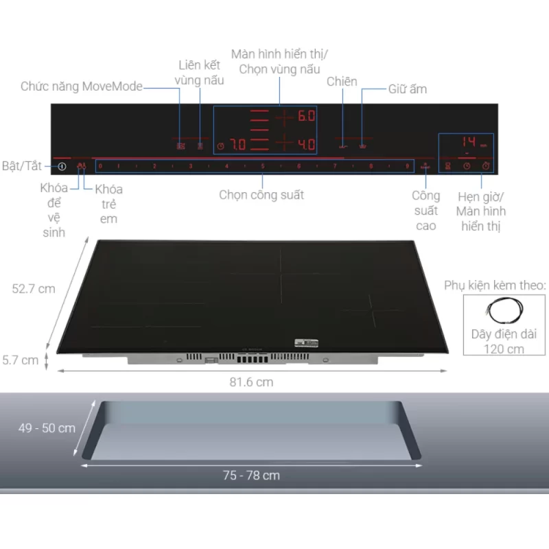 Bếp từ Bosch PXE875DC1E Serie 8 - bep tu bosch pxe875dc1e serie 811