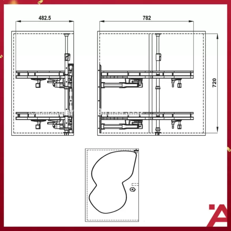 Bộ rổ góc Olla Move Hafele 541.01.804 - bo ro goc olla move hafele 541 01 8042