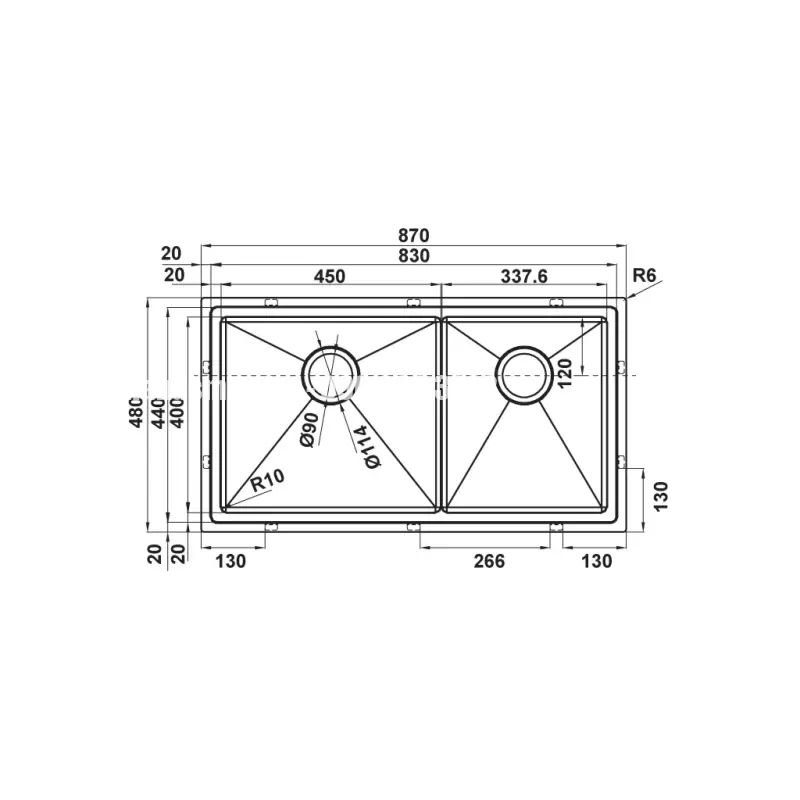 Chậu rửa chén bát Hafele HS21-SSN2S90 567.94.030 - chau rua chen bat hafele hs21 ssn2s90 567 94 0306