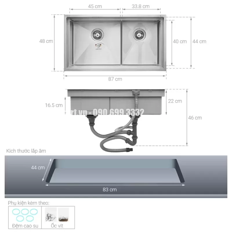 Chậu rửa chén bát Hafele HS21-SSN2S90 567.94.030 - chau rua chen bat hafele hs21 ssn2s90 567 94 0309