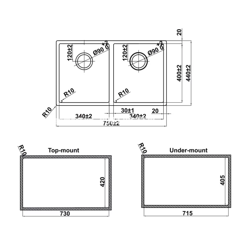 Chậu rửa chén bát Hafele HS24-SSN2S-750 567.24.427 - chau rua chen bat hafele hs24 ssn2s 750 567 24 4272