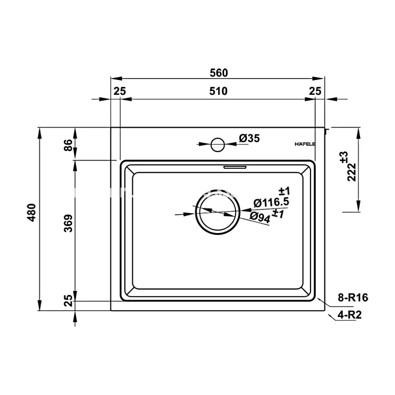 Chậu rửa chén đá Hafele HS22-GEN1S60M 577.25.320 - chau rua chen da hafele hs22 gen1s60m 577 25 32011