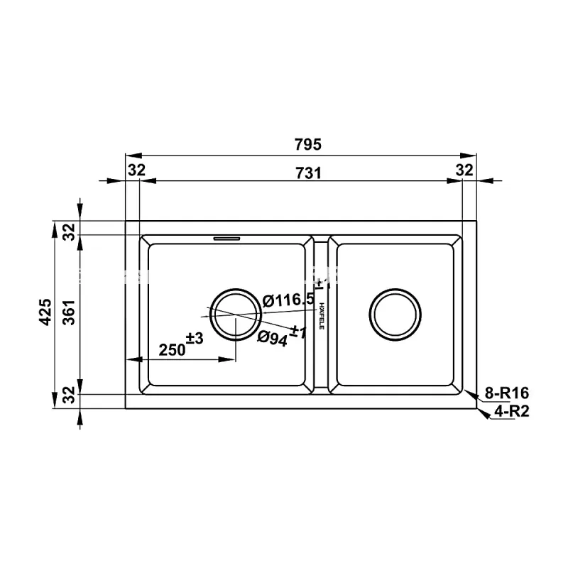 Chậu rửa chén đá Hafele HS22-GEN2S90 577.25.310 - chau rua chen da hafele hs22 gen2s90 577 25 3108