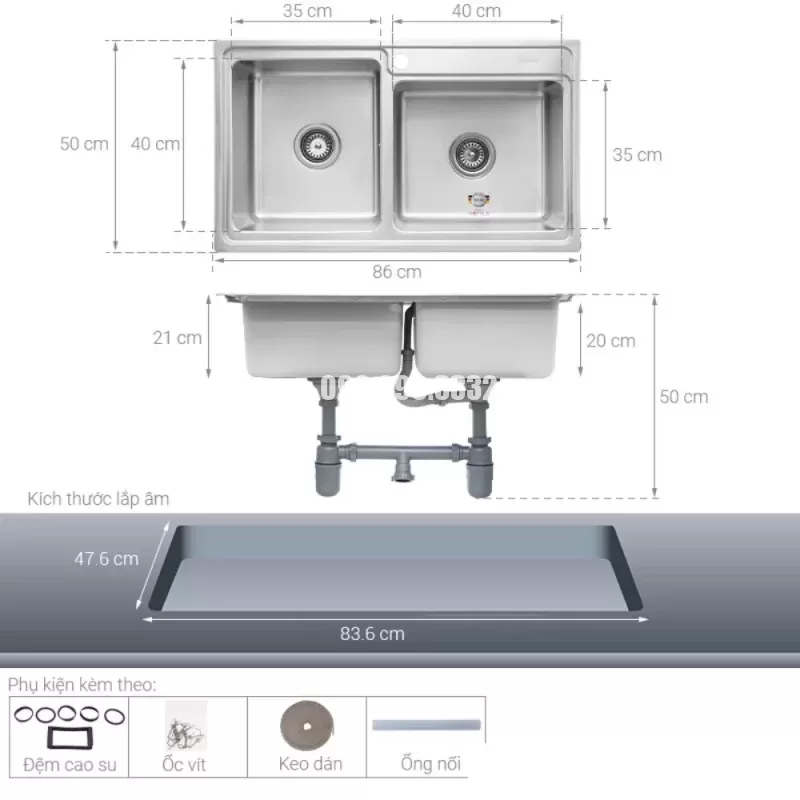 Chậu rửa chén Hafele HS20-SSN2S90L 567.20.546 - chau rua chen hafele hs20 ssn2s90l 567 20 5463