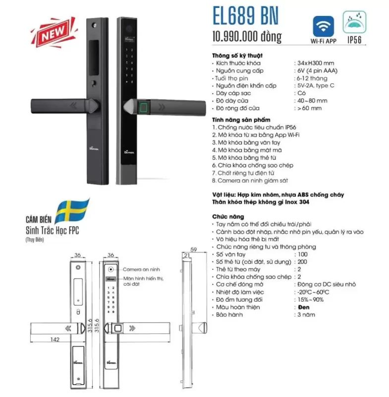 Khoá cửa nhôm DEMAX EL689 BN App Wifi tiêu chuẩn Đức - khoa cua nhom demax el689 bn app wifi tieu chuan duc2