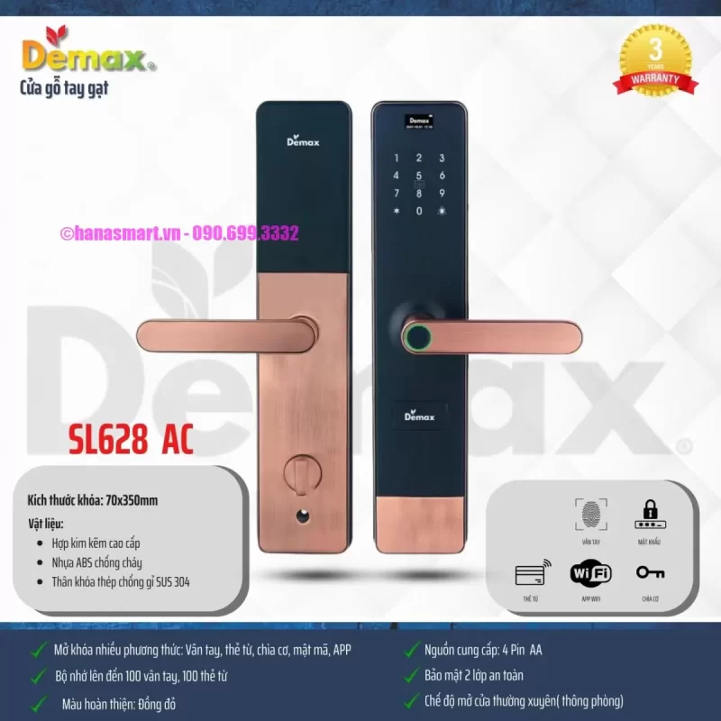 Khóa vân tay DEMAX SL628 AC REMOTE tiêu chuẩn Đức - khoa van tay demax sl628 ac remote tieu chuan duc3