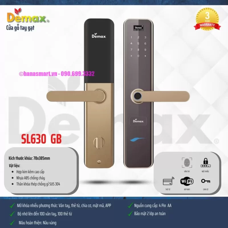 Khóa vân tay DEMAX SL630 GB REMOTE tiêu chuẩn Đức - khoa van tay demax sl630 gb remote tieu chuan duc3