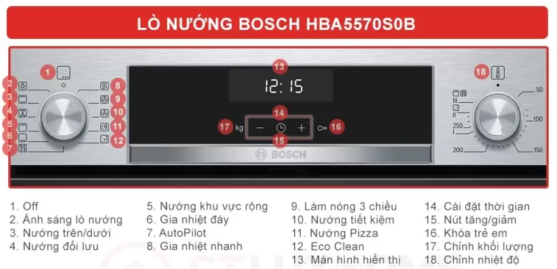 Lò nướng Bosch HBA5570S0B Serie 6 19 Lò nướng Bosch HBA5570S0B Serie 6