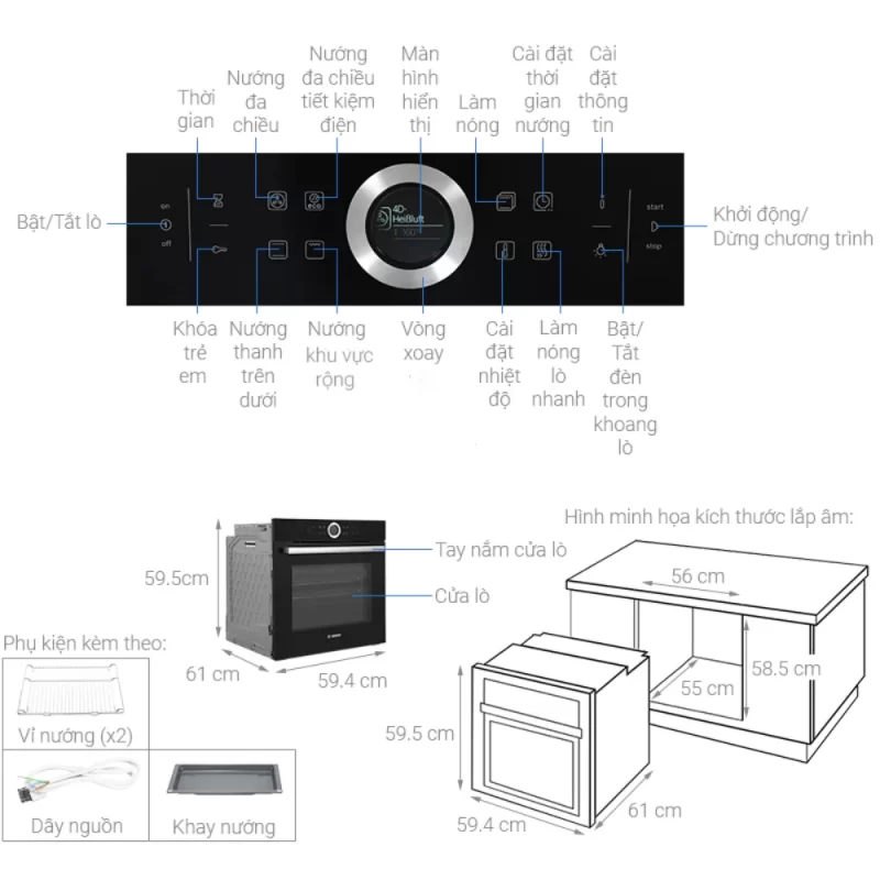 Lò nướng Bosch HBG634BB1B Serie 8 - lo nuong bosch hbg634bb1b serie 812