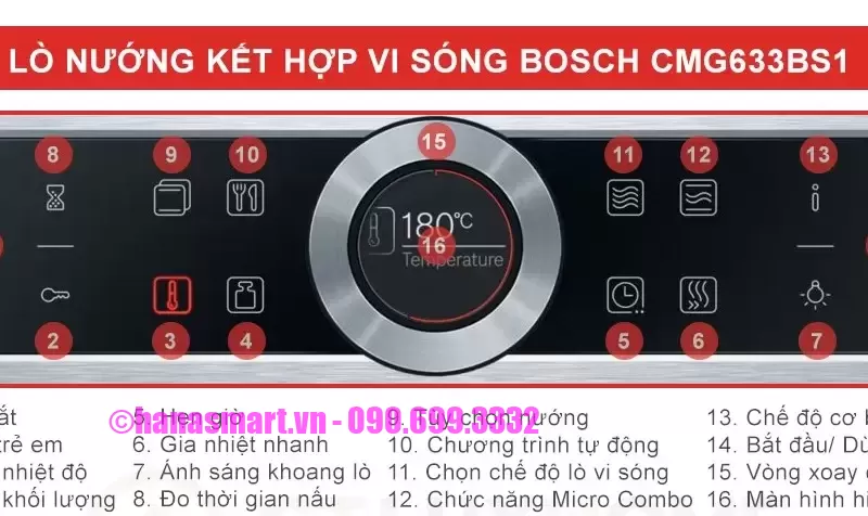 Lò nướng kết hợp vi sóng Bosch CMG633BS1 Serie 8