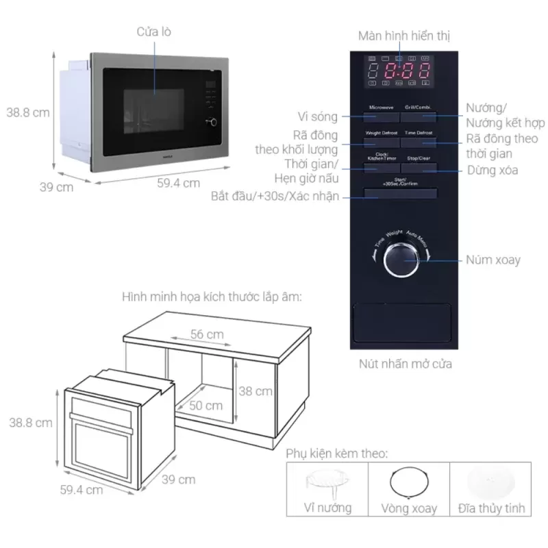 Lò vi sóng kết hợp nướng Hafele HM-B38A 535.34.000 - lo vi song ket hop nuong hafele hm b38a 535 34 00011