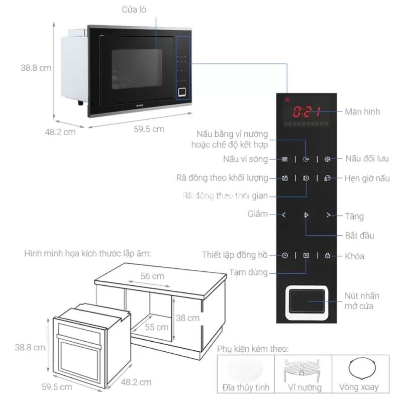 Lò vi sóng kết hợp nướng Hafele HM-B38C 538.01.111 - lo vi song ket hop nuong hafele hm b38c 538 01 1117