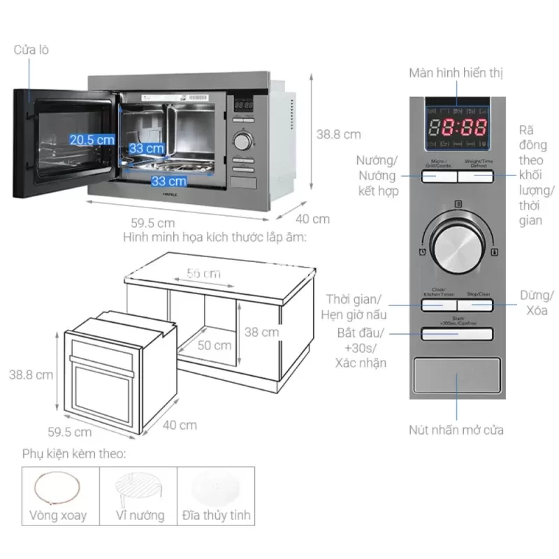 Lò vi sóng kết hợp nướng Hafele HM-B38D 538.31.200 - lo vi song ket hop nuong hafele hm b38d 538 31 2007