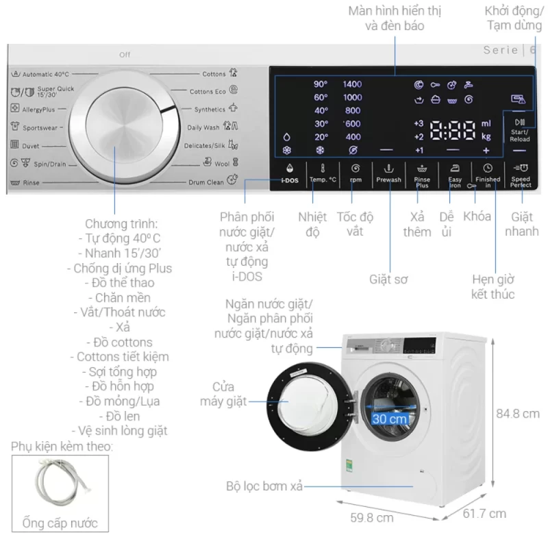 Máy giặt Bosch WGG254A0SG Serie 6 10 kg - may giat bosch wgg254a0sg serie 6 10 kg