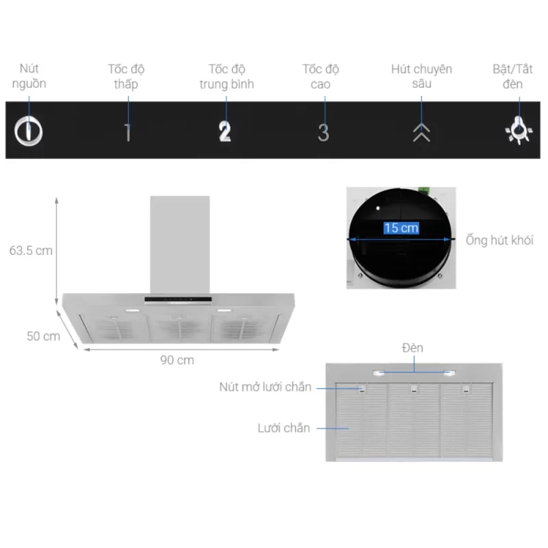 Máy hút mùi áp tường Bosch DWB97IM50 - may hut mui ap tuong bosch dwb97im50111