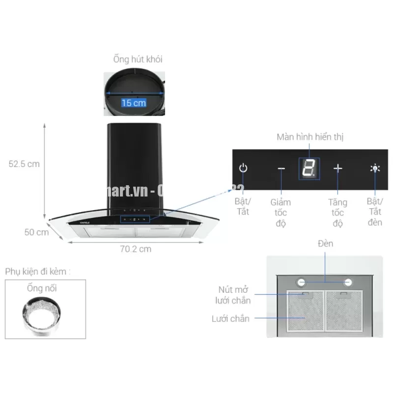 Máy hút mùi Hafele HH-WT70A 533.86.807 - may hut mui hafele hh wt70a 533 86 8077