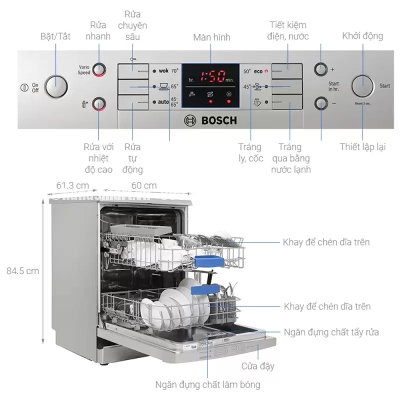 Máy rửa bát Bosch HMH.SMS63L08EA Serie 6 - may rua bat bosch hmh sms63l08ea serie 65