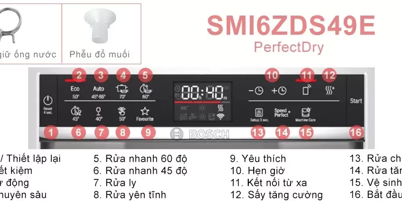 Máy rửa bát Bosch SMI6ZDS49E Serie 6 Sấy Zeolith