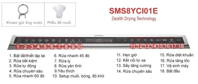 Máy rửa chén Bosch SMS8YCI01E Serie 8 Sấy ZEOLITH 15 Máy rửa chén Bosch SMS8YCI01E Serie 8 Sấy ZEOLITH
