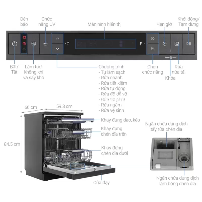 Máy rửa chén Hafele HDW-F605B 535.29.660 - may rua chen hafele hdw f605b 535 29 6606