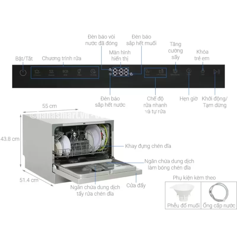 Máy rửa chén Hafele HDW-T50B 539.20.600 - may rua chen hafele hdw t50b 539 20 60012