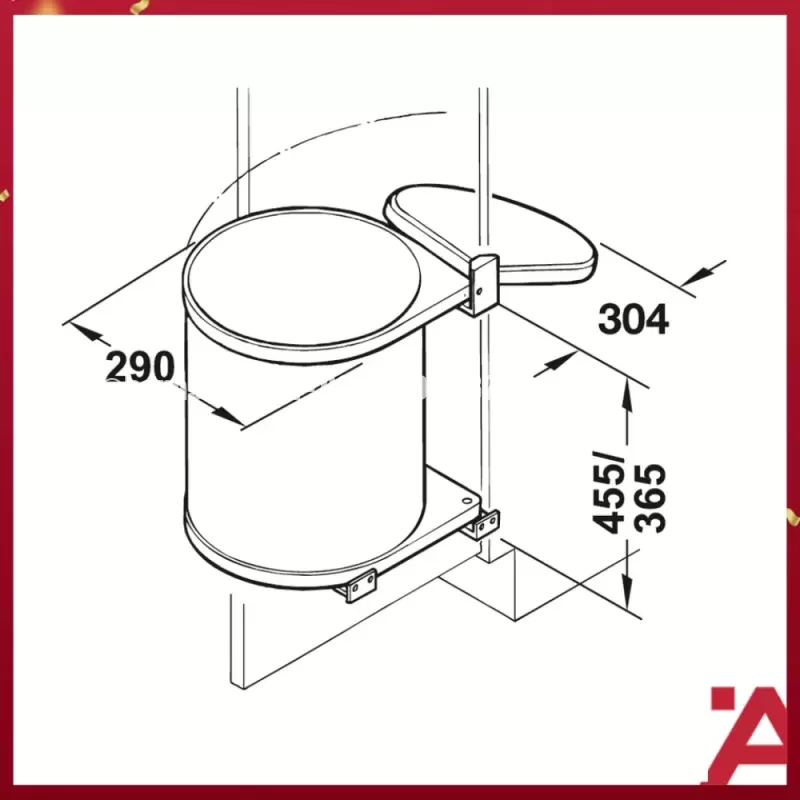 Thùng rác treo cửa bản lề Hafele 502.12.023 - thung rac treo cua ban le hafele 502 12 02312