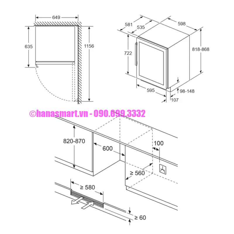 Tủ rượu vang Bosch KUW21AHG0 Serie 6 - tu ruou vang bosch kuw21ahg0 serie 65