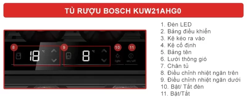 Tủ rượu vang Bosch KUW21AHG0 Serie 6