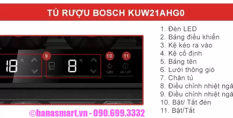 Tủ rượu vang Bosch KUW21AHG0 Serie 6