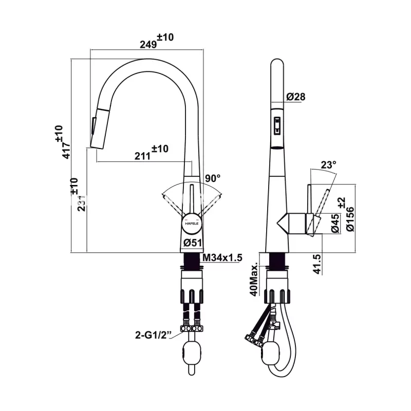 Vòi rửa chén Hafele HT24-SH1P417 570.85.041 - voi rua chen hafele ht24 sh1p417 570 85 0413