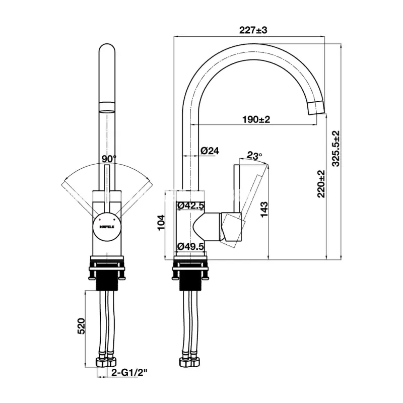 Vòi rửa chén Hafele HT21-CH1F220C 577.56.200 - voi rủa chen hafele ht21 ch1f220c 577 56 2002